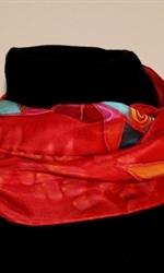 Bright Red Silk Scarf with a Multicolored Geometric Flower and a Butterfly - photo 4