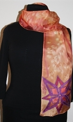 Brick-Colored Silk Scarf with a Geometric Flower - photo 1