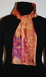 Brick-Colored Silk Scarf with a Geometric Flower - photo 2