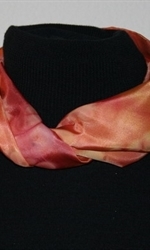 Brick-Colored Silk Scarf with a Geometric Flower - photo 3 