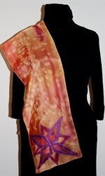 Brick-Colored Silk Scarf with a Geometric Flower - photo 4