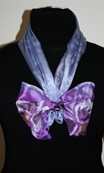 Lilac Silk Scarf with Three Violet Pansies - photo 3