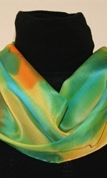 Multicolored Splash Silk Scarf in Yellow, Green and Orange - photo 3 