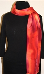 Multicolored Splash Silk Scarf in Hues of Red and Purple - photo 1