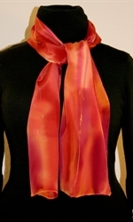 Multicolored Splash Silk Scarf in Hues of Red and Purple - photo 2	