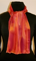 Multicolored Splash Silk Scarf in Hues of Red and Purple - photo 3