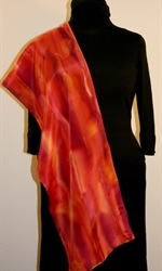Multicolored Splash Silk Scarf in Hues of Red and Purple - photo 4