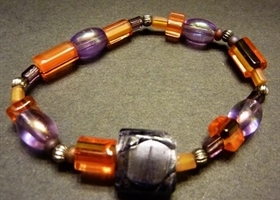 Scarf Accessory for a silk scarf in orange and purple tones - photo 2