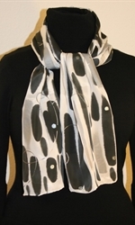 Black-and-White Silk Scarf with Silver Accents - photo 2 