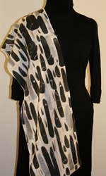 Black-and-White Silk Scarf with Silver Accents - photo 4