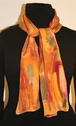 Multicolored Silk Scarf in Autumn Colors with Bronze Accents - photo 2