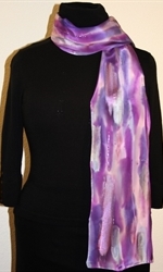 Multicolored Silk Scarf in Hues of Purple with Silver Accents - photo 1	 