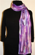 Multicolored Silk Scarf in Hues of Purple with Silver Accents