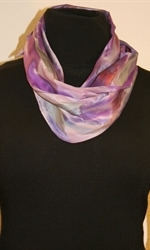 Multicolored Silk Scarf in Hues of Purple with Silver Accents - photo 2  