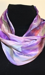 Multicolored Silk Scarf in Hues of Purple with Silver Accents - photo 3